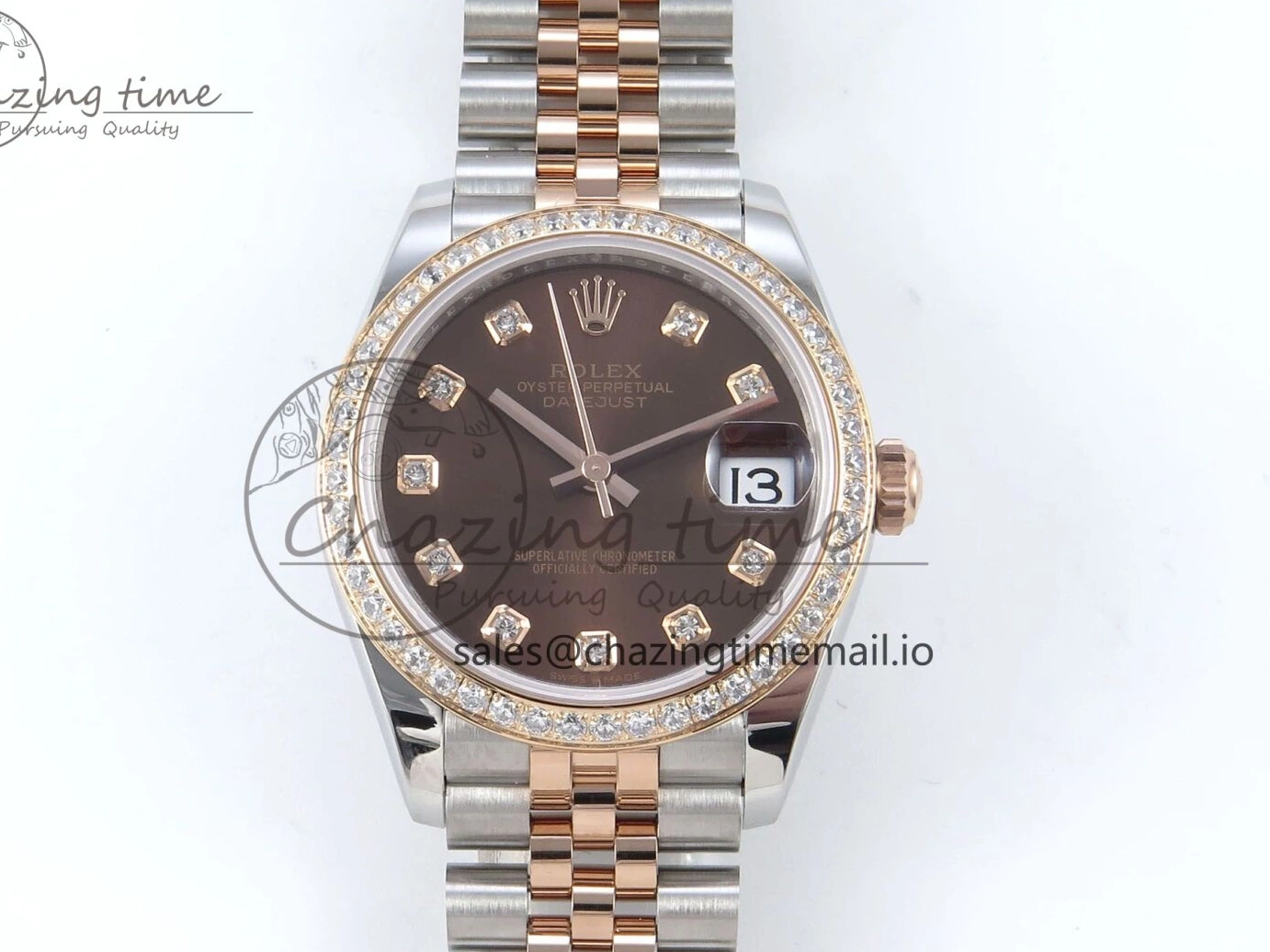 Bezel Diamonds DateJust 278381RBR Diamonds ARF 904L 1:1 Steel Dial Bracelet SS RG 31 Jubilee Edition Brown Best on ETA 2688 0402
